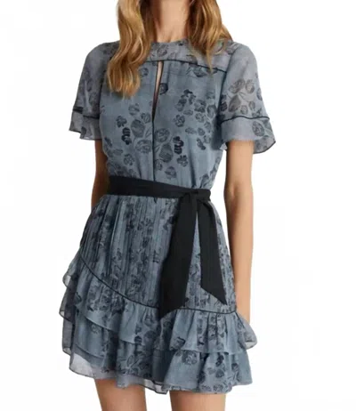 Reiss Dani Floral Flippy Ruffle Mini Dress In Blue