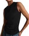 Reiss Womens Dani Ruched-shoulder Sleeveless Stretch-jersey Vest Black Xs In Black