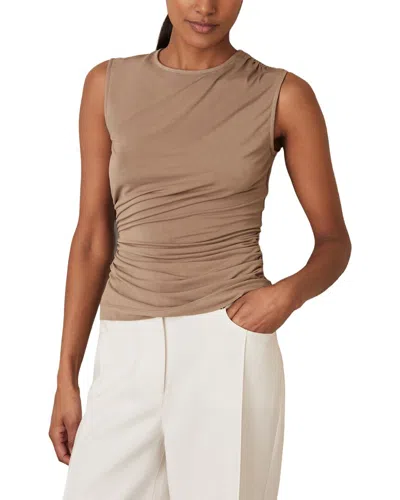 Reiss Dani Ruched Shoulder Vest In Brown