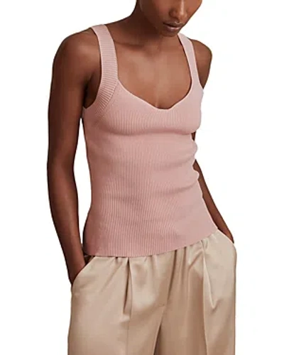 Reiss Womens Blush Dani Sweetheart-neck Slim-fit Ribbed Stretch-knit Vest