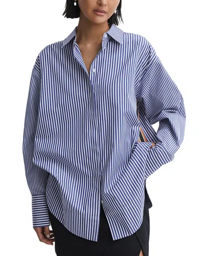 Reiss Danica Oversized Stripe Shirt In Blue