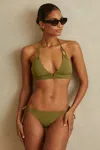 Reiss Daniella Side Tie Bikini Bottoms In Green