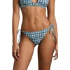 Reiss Blue Check Side-tie Bikini Bottoms In Blue