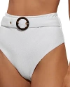 Reiss Danielle Belted High Waist Bikini Bottoms In White