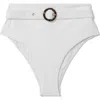 Reiss Danielle Belted High Waist Bikini Bottoms In White