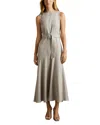 Reiss Danni Cap Sleeve Belted Workwear Dress In Grey