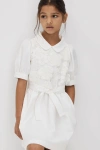 Reiss Dannie - Ivory Senior Embroidered Puff Sleeve Dress, Uk 12-13 Yrs