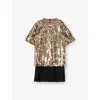 Reiss Gold Sequin T-shirt Dress In Gold