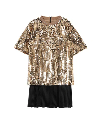 Reiss Kids' Darcey Sequin Tee Shirt Dress In Neutral