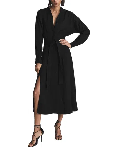 Reiss Darcy Belted Midi Shirt Dress In Black