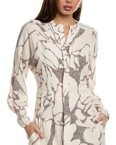 Reiss Darcy Print Belted Midi Shirt Dress In Beige