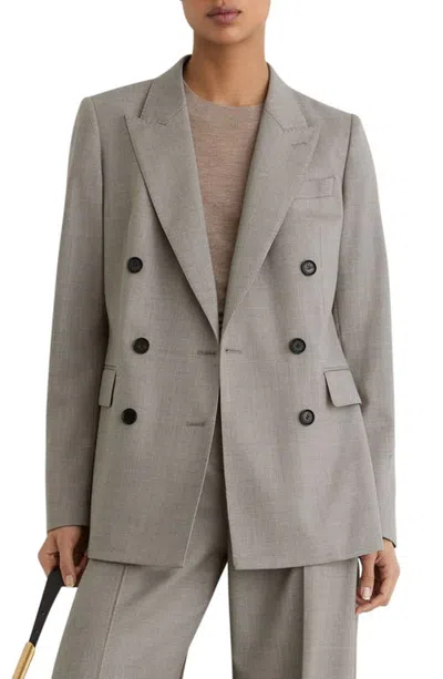 Reiss Darcy Wool Blend Double Breasted Blazer In Gray