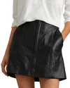 Reiss Black Daria Leather Zip-front Mini Skirt In Black