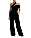 Reiss Black Velvet One-shoulder Wide-leg Jumpsuit In Black