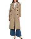 Reiss Camel Double Breasted Belted Trench Coat In Beige