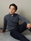 Reiss Dark Airforce Blue Melange Blackhall 3-9 Yrs Merino Wool Half-zip Funnel Neck Jumper