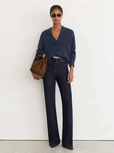 Reiss Dark Blue Andi High-rise Bootcut Jeans
