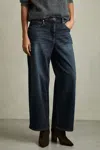 Reiss Womens Myrtle Mid-rise Wide-leg Denim Jeans Dark Blue In Dark Blue