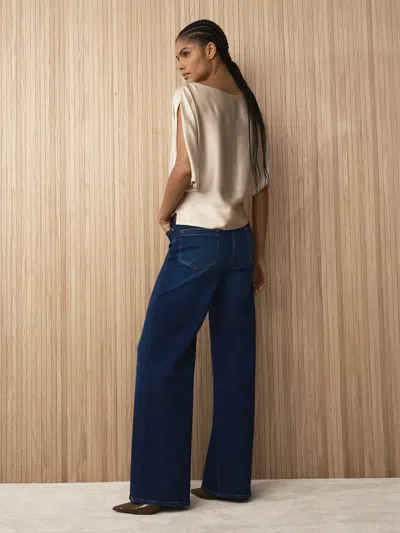 Reiss Dark Blue Cotton-modal Wide-leg Jeans