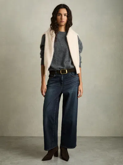 Reiss Dark Blue Denim Culotte Jeans