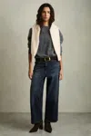 Reiss Womens Myrtle Mid-rise Wide-leg Denim Jeans Dark Blue In Dark Blue