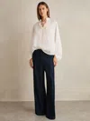 Reiss Dark Blue Denim-look Wide-leg Trousers