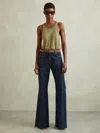Reiss Dark Blue Flared Front Seam Jeans