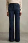 Reiss Dark Blue Petite Stretch Cotton Wide Leg Jeans In Dark Blue