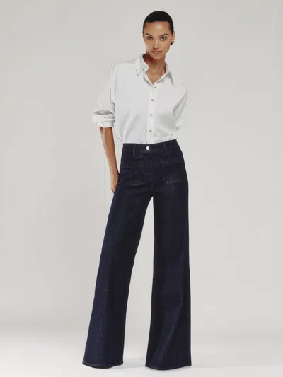 Reiss Dark Blue Patch-pocket Wide-leg Jeans