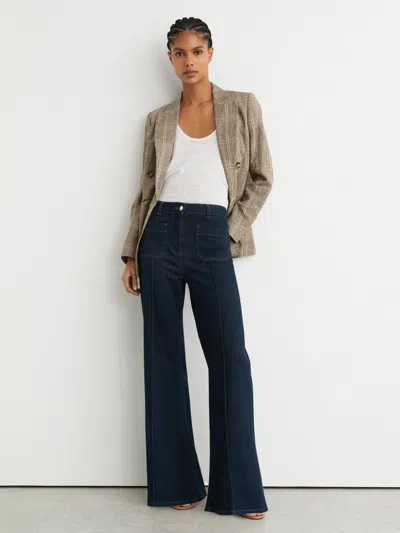Reiss Dark Blue Patch-pocket Flared Jeans In Multi