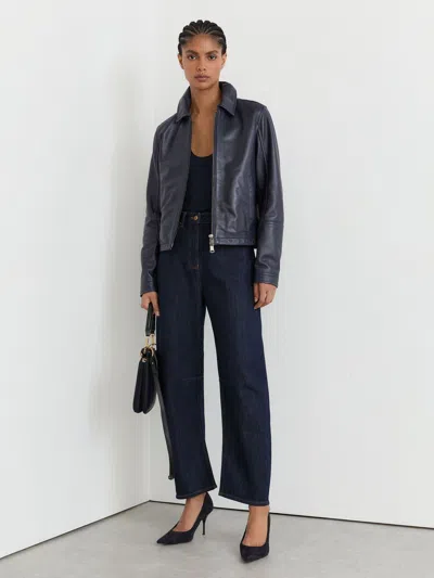 Reiss Dark Blue Petite Barrel-leg Jeans