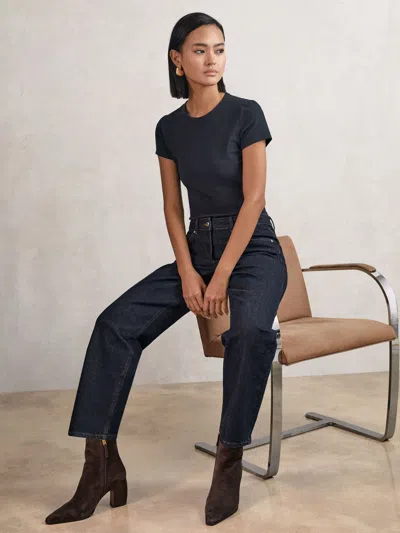 Reiss Dark Blue Petite Mid-rise Straight-leg Jeans