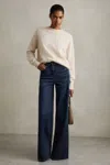 Reiss Womens Myrtle Mid-rise Wide-leg Denim Jeans Dark Blue In Dark Blue