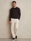 Reiss Dark Bordeaux Merino Wool Crew Neck Jumper In Black