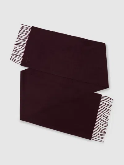 Reiss Dark Bordeaux Picton Wool And Cashmere Scarf In Burgundy