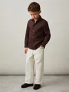 Reiss Dark Brown 3-9 Yrs Linen Cutaway Collar Shirt