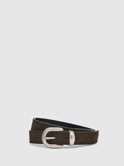 Reiss Dark Brown Austin Suede Western-style Belt