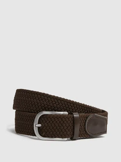 Reiss Dark Brown Basket-weave Belt