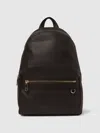 Reiss Dark Brown Drew Leather Zipped Backpack In Brown