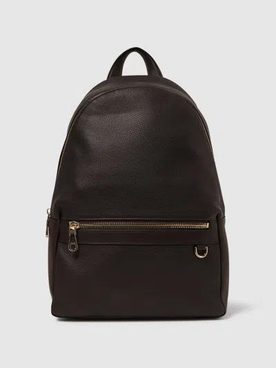 Reiss Dark Brown Drew Leather Zipped Backpack