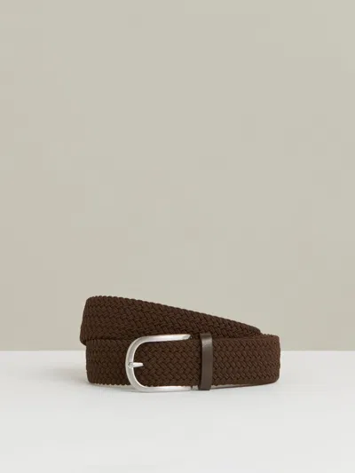 Reiss Dark Brown Elmont Woven Belt