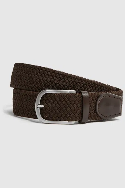 Reiss Dark Brown Elmont Woven Belt