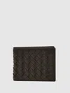 Reiss Dark Brown Elton Leather Large Lattice-effect Wallet In Brown