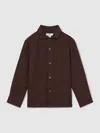 Reiss Dark Brown Linen Long-sleeve Shirt