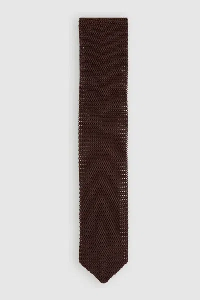Reiss Dark Brown Silk Knitted Tie
