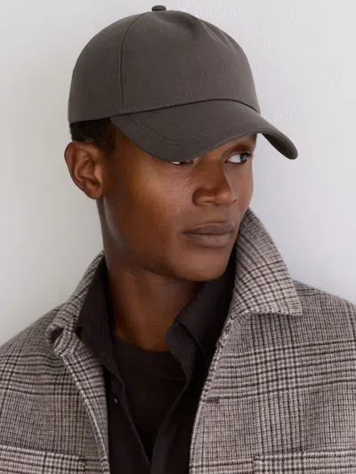 Reiss Dark Brown Woven Baseball Cap