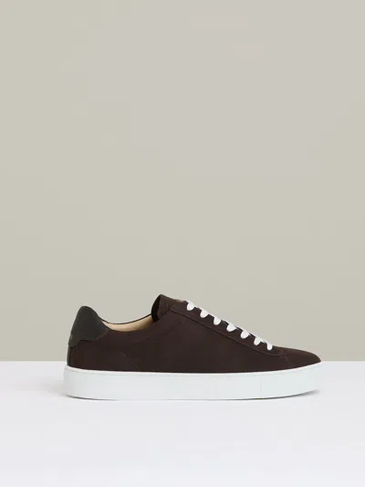 Reiss Dark Chocolate Brown Finley Nubuck Nubuck-leather Low-top Trainers