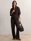 Reiss Dark Chocolate Interlock Shawl-neck Sweatshirt With Modal In Brown