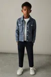Reiss Dark Diesel Blue Junior Interlock Jersey Overshirt In Dark Diesel Blue