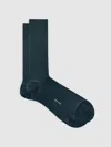 Reiss Dark Green Two Tone Cotton Socks In Green